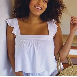 Abercrombie Striped Ruffle Sleeve Tank Top